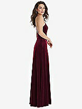 Side View Thumbnail - Cabernet High Neck Halter Open-Back Velvet Dress - Alix