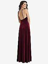 Rear View Thumbnail - Cabernet High Neck Halter Open-Back Velvet Dress - Alix