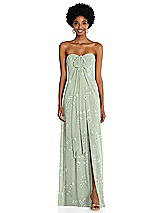 Alt View 3 Thumbnail - Vintage Primrose Sage Draped Chiffon Grecian Column Gown with Convertible Straps