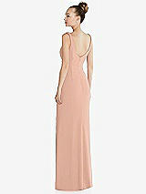 Rear View Thumbnail - Pale Peach Wide Strap Slash Cutout Empire Dress with Front Slit