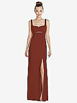 Front View Thumbnail - Auburn Moon Wide Strap Slash Cutout Empire Dress with Front Slit