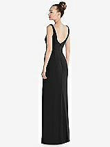 Rear View Thumbnail - Black Wide Strap Slash Cutout Empire Dress with Front Slit