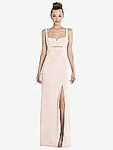 Front View Thumbnail - Blush Wide Strap Slash Cutout Empire Dress with Front Slit