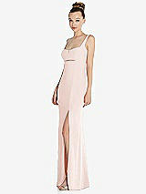 Side View Thumbnail - Blush Wide Strap Slash Cutout Empire Dress with Front Slit