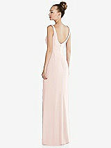 Rear View Thumbnail - Blush Wide Strap Slash Cutout Empire Dress with Front Slit