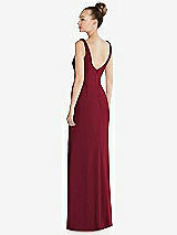 Rear View Thumbnail - Burgundy Wide Strap Slash Cutout Empire Dress with Front Slit