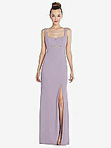 Front View Thumbnail - Lilac Haze Wide Strap Slash Cutout Empire Dress with Front Slit