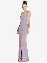 Side View Thumbnail - Lilac Haze Wide Strap Slash Cutout Empire Dress with Front Slit