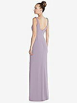 Rear View Thumbnail - Lilac Haze Wide Strap Slash Cutout Empire Dress with Front Slit