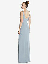 Rear View Thumbnail - Mist Wide Strap Slash Cutout Empire Dress with Front Slit