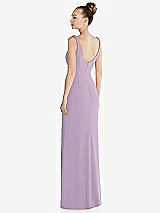 Rear View Thumbnail - Pale Purple Wide Strap Slash Cutout Empire Dress with Front Slit