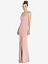 Side View Thumbnail - Rose Wide Strap Slash Cutout Empire Dress with Front Slit