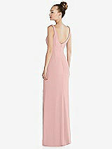 Rear View Thumbnail - Rose Wide Strap Slash Cutout Empire Dress with Front Slit