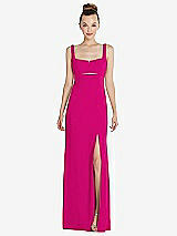 Front View Thumbnail - Think Pink Wide Strap Slash Cutout Empire Dress with Front Slit