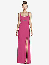 Front View Thumbnail - Tea Rose Wide Strap Slash Cutout Empire Dress with Front Slit