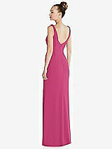 Rear View Thumbnail - Tea Rose Wide Strap Slash Cutout Empire Dress with Front Slit