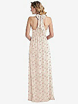 Rear View Thumbnail - Coquette Floral Print Empire Waist Shirred Skirt Convertible Sash Tie Maxi Dress