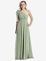 Alt View 3 Thumbnail - Sage Empire Waist Shirred Skirt Convertible Sash Tie Maxi Dress