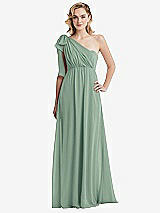 Alt View 3 Thumbnail - Seagrass Empire Waist Shirred Skirt Convertible Sash Tie Maxi Dress