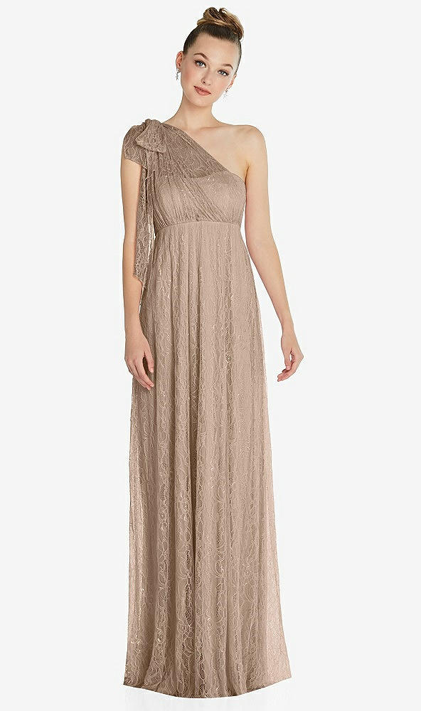 Front View - Topaz Empire Waist Convertible Sash Tie Lace Maxi Dress