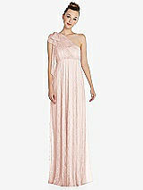 Front View Thumbnail - Blush Empire Waist Convertible Sash Tie Lace Maxi Dress