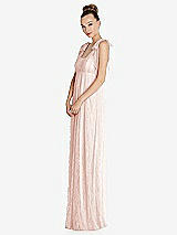 Side View Thumbnail - Blush Empire Waist Convertible Sash Tie Lace Maxi Dress