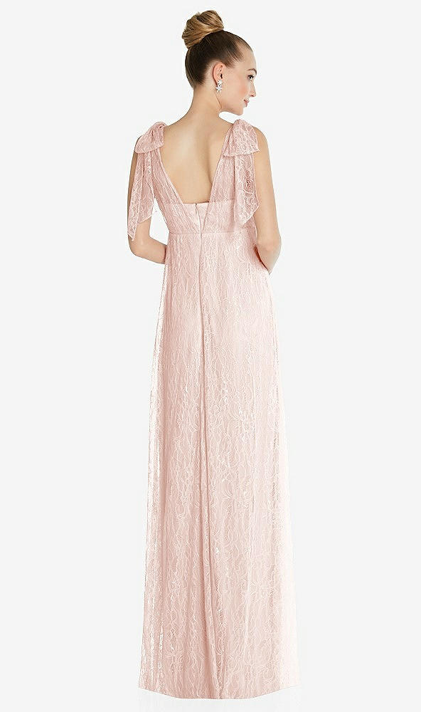 Back View - Blush Empire Waist Convertible Sash Tie Lace Maxi Dress