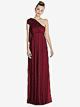 Front View Thumbnail - Burgundy Empire Waist Convertible Sash Tie Lace Maxi Dress