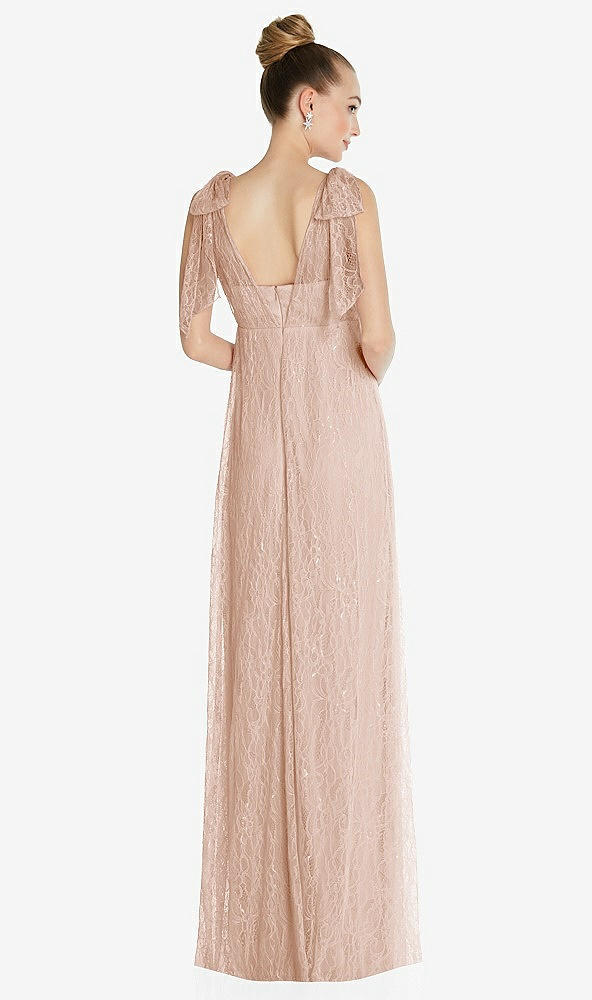 Back View - Cameo Empire Waist Convertible Sash Tie Lace Maxi Dress