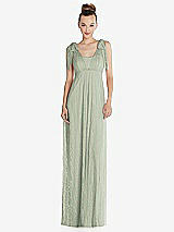 Alt View 1 Thumbnail - Celadon Empire Waist Convertible Sash Tie Lace Maxi Dress