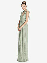 Side View Thumbnail - Celadon Empire Waist Convertible Sash Tie Lace Maxi Dress