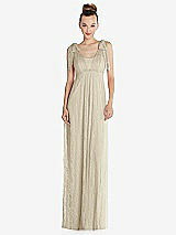 Alt View 1 Thumbnail - Champagne Empire Waist Convertible Sash Tie Lace Maxi Dress