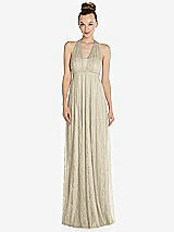 Alt View 2 Thumbnail - Champagne Empire Waist Convertible Sash Tie Lace Maxi Dress