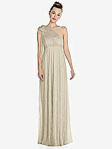 Front View Thumbnail - Champagne Empire Waist Convertible Sash Tie Lace Maxi Dress