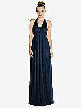 Alt View 2 Thumbnail - Midnight Navy Empire Waist Convertible Sash Tie Lace Maxi Dress