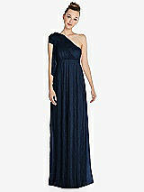 Front View Thumbnail - Midnight Navy Empire Waist Convertible Sash Tie Lace Maxi Dress