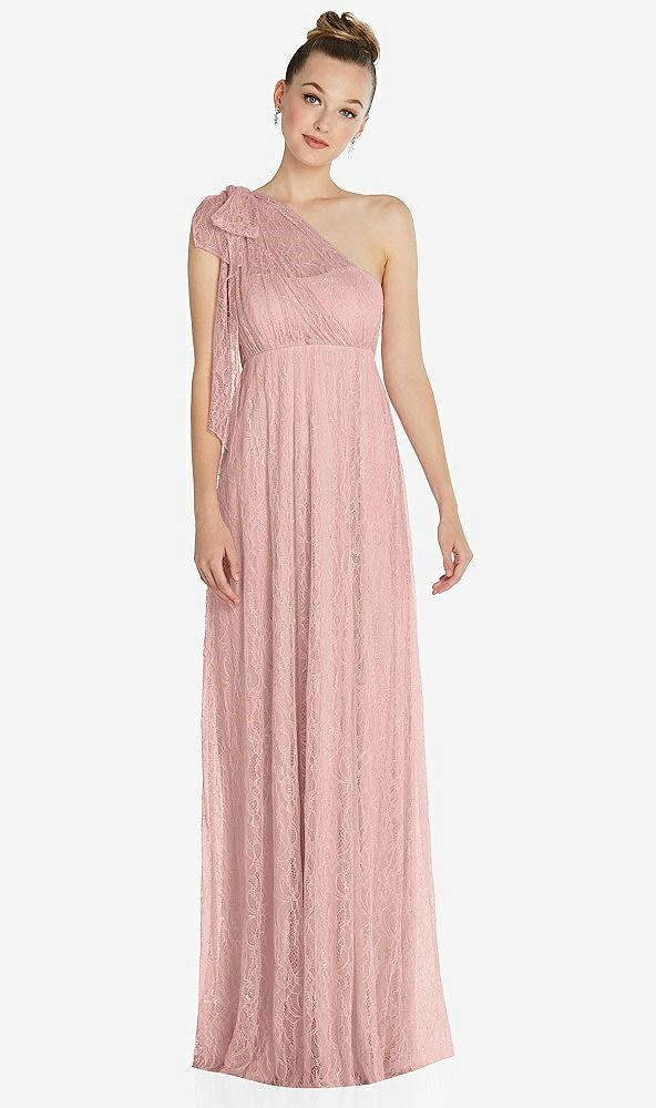 Front View - Rose Empire Waist Convertible Sash Tie Lace Maxi Dress