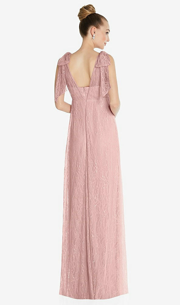 Back View - Rose Empire Waist Convertible Sash Tie Lace Maxi Dress