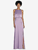 Rear View Thumbnail - Pale Purple High-Neck Low Tie-Back Maxi Dress with Adjustable Straps