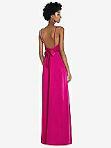 Front View Thumbnail - Think Pink High-Neck Low Tie-Back Maxi Dress with Adjustable Straps