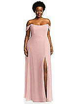 Alt View 1 Thumbnail - Rose Off-the-Shoulder Basque Neck Maxi Dress with Flounce Sleeves