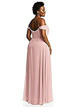 Alt View 3 Thumbnail - Rose Off-the-Shoulder Basque Neck Maxi Dress with Flounce Sleeves