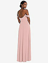 Rear View Thumbnail - Rose Off-the-Shoulder Basque Neck Maxi Dress with Flounce Sleeves