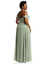 Alt View 3 Thumbnail - Sage Off-the-Shoulder Basque Neck Maxi Dress with Flounce Sleeves