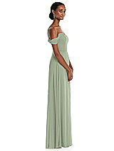 Side View Thumbnail - Sage Off-the-Shoulder Basque Neck Maxi Dress with Flounce Sleeves