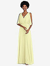 Alt View 1 Thumbnail - Butter Yellow V-Neck Split Sleeve Blouson Bodice Maxi Dress