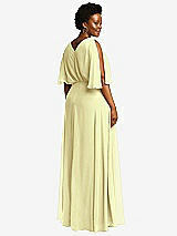 Rear View Thumbnail - Butter Yellow V-Neck Split Sleeve Blouson Bodice Maxi Dress