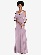 Alt View 1 Thumbnail - Suede Rose V-Neck Split Sleeve Blouson Bodice Maxi Dress