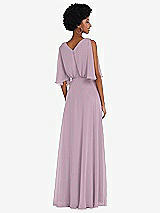 Alt View 3 Thumbnail - Suede Rose V-Neck Split Sleeve Blouson Bodice Maxi Dress