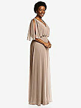 Side View Thumbnail - Topaz V-Neck Split Sleeve Blouson Bodice Maxi Dress